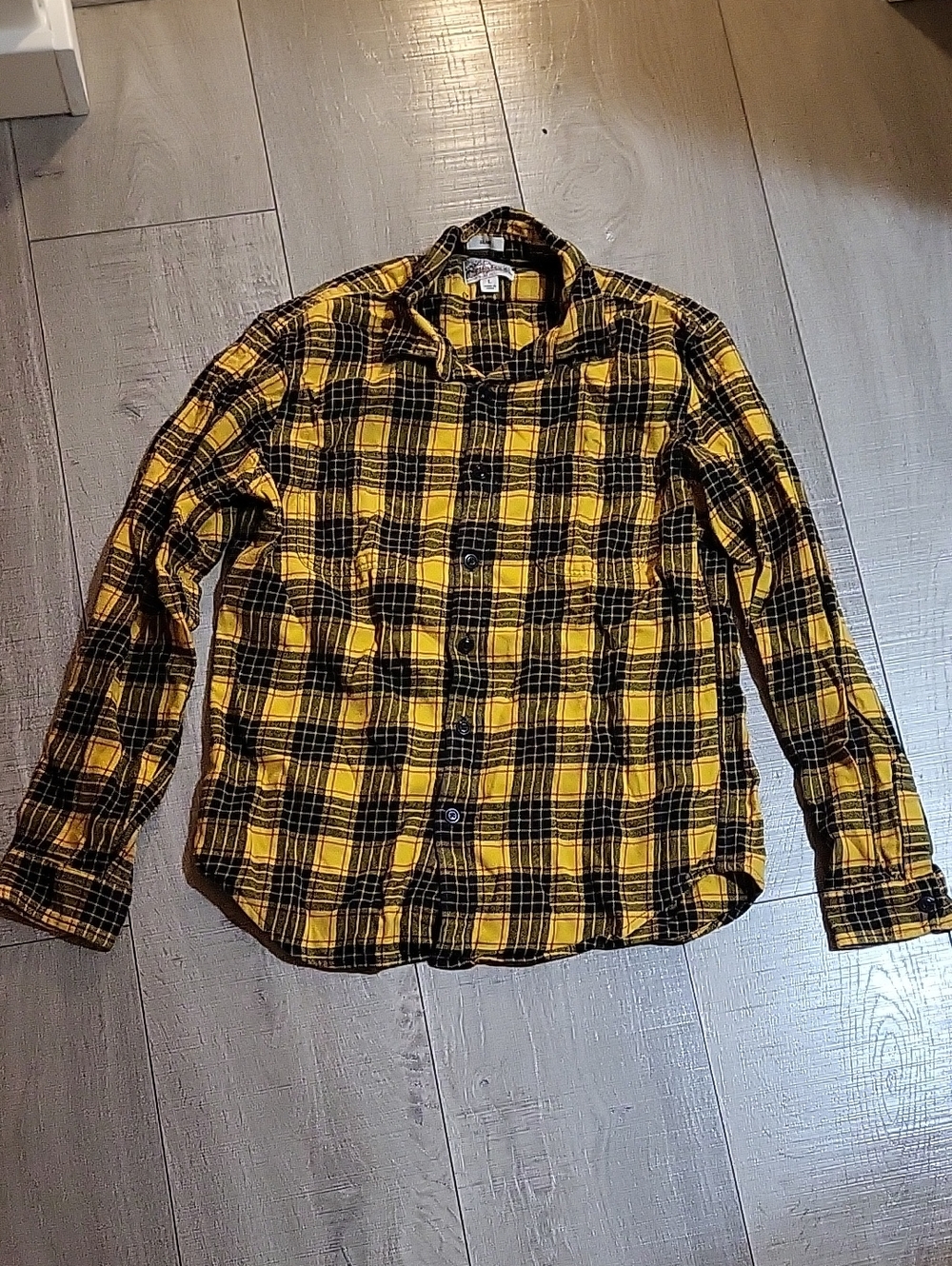 J. Crew Yellow and Black Plaid Button-Down Shirt